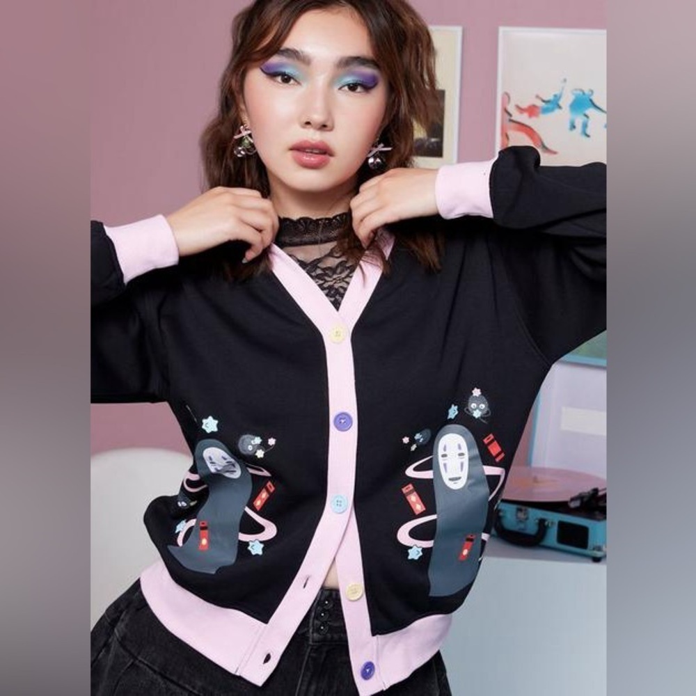 Her Universe Studio Ghibli Spirited Away No-Face Bathhouse Girls Cardigan Sz L